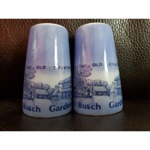 BUSCH GARDENS  "The Old Country " Vintage Salt and Pepper Shakers BLUE AND WHITE